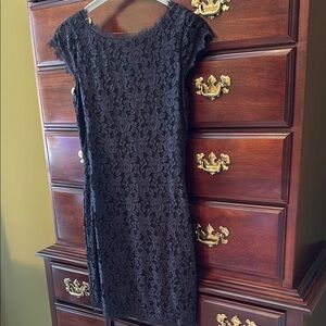 Diane Von Furstenberg Black Sheath Dress with Flutter Sleeves